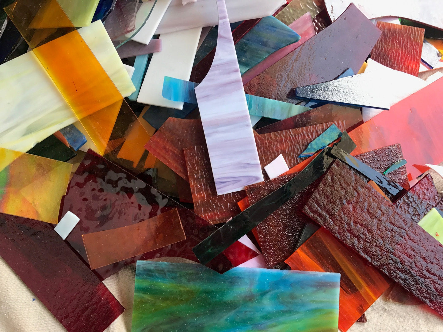 10 lbs stained glass  scraps - Brights 7 *PLEASE READ SHIPPING