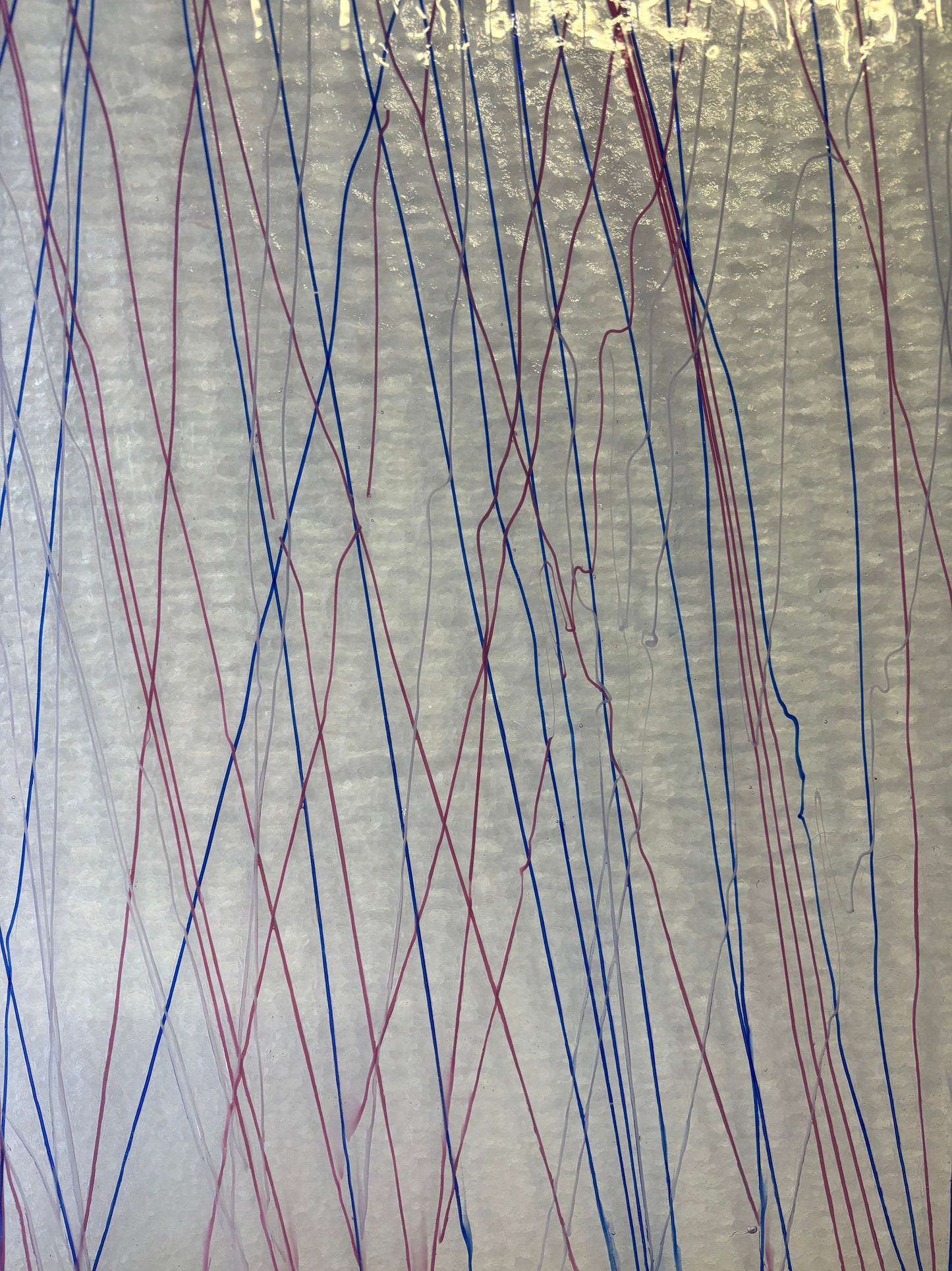 10" x 10" Pink, Blue and White Streamers on Clear - (Bullseye 4181-0000)