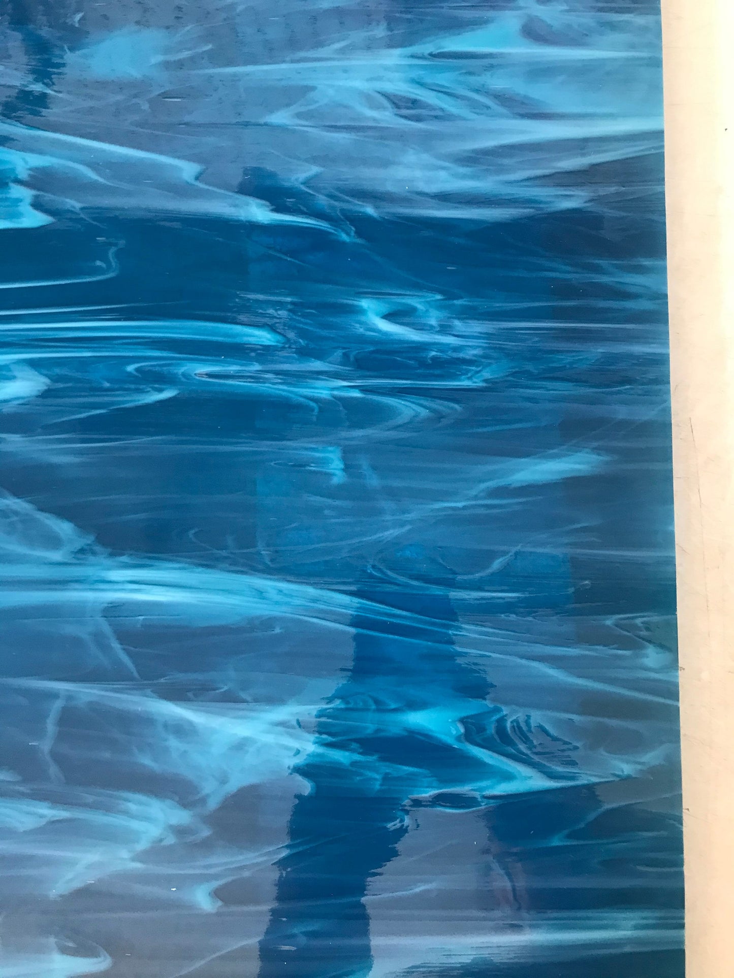 12" x 12" Deep Aqua Blue and White Wispy Fusible (Spectrum 833-93 SF)