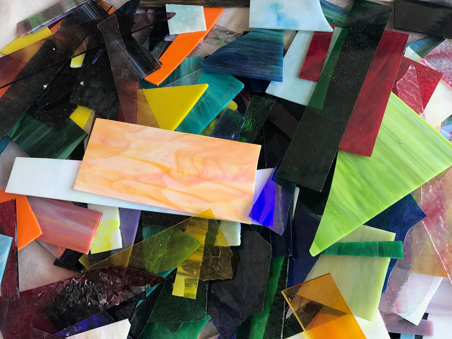 10 lbs stained glass  scraps - Brights 7 *PLEASE READ SHIPPING
