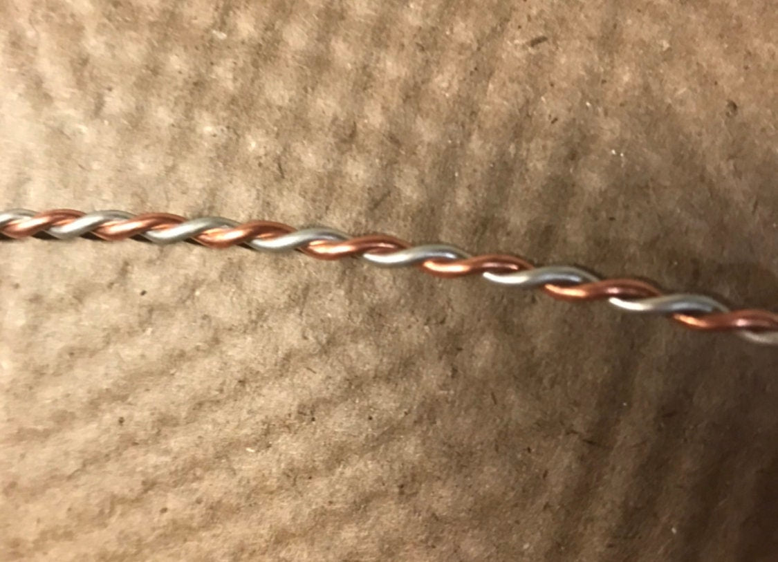 5 FT roll of “Fancy” Twisted Wire - Tinned copper w/Bare Copper