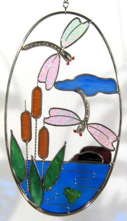 KIT - Pre-cut Dragonfly Oval - Stained Glass