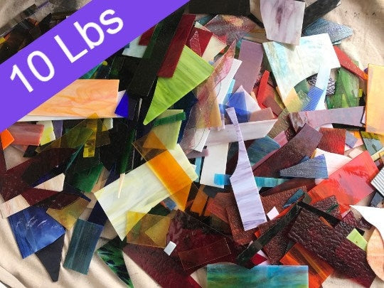 10 lbs stained glass  scraps - Brights 7 *PLEASE READ SHIPPING