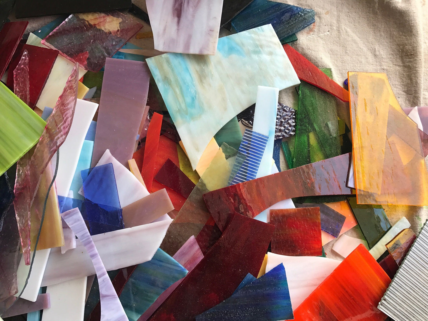 10 lbs stained glass  scraps - Brights 7 *PLEASE READ SHIPPING