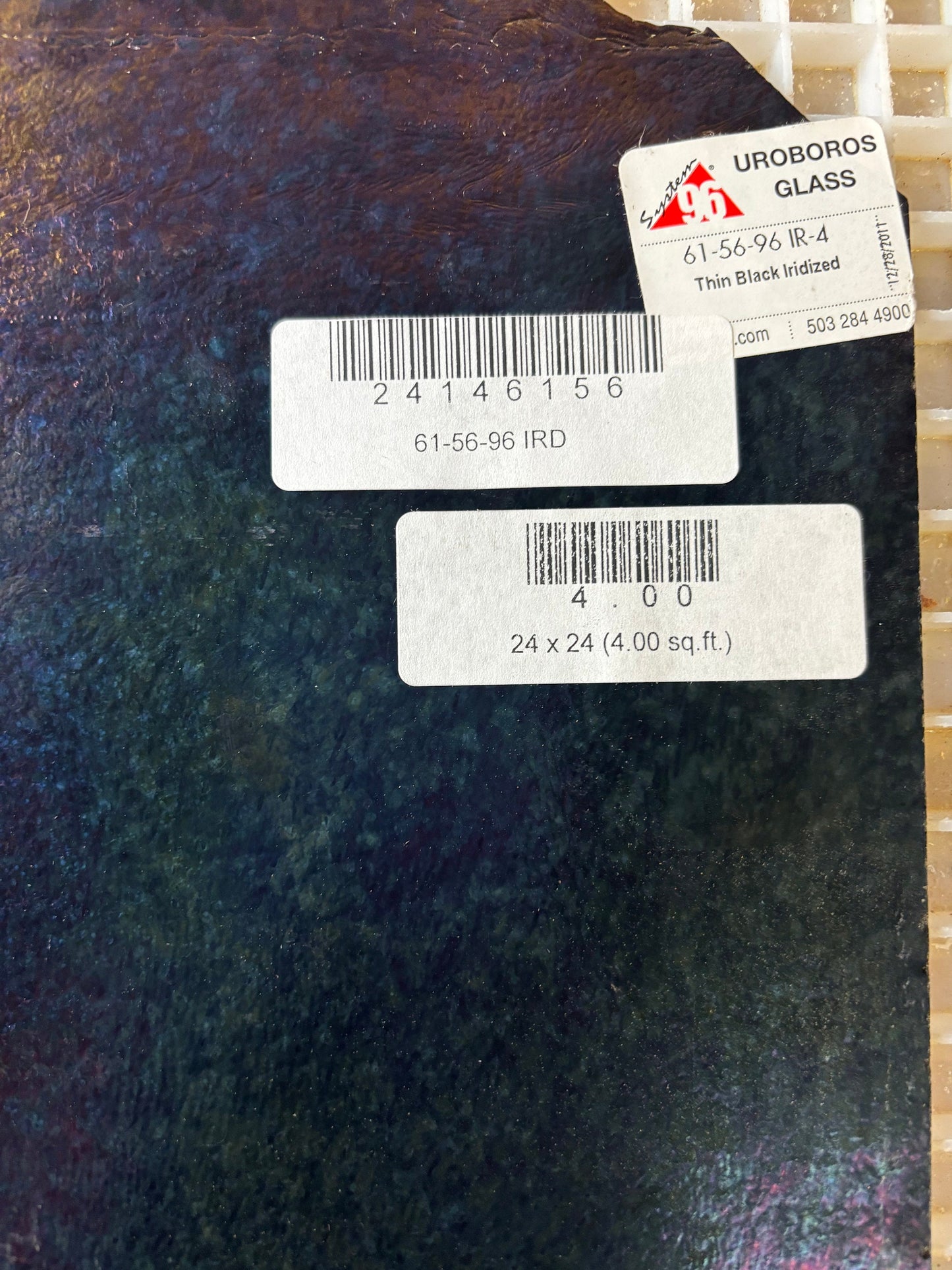 12" x 12" - Thin Solid Black Iridescent (Oceanside (Uroboros 61-56-96 IR)