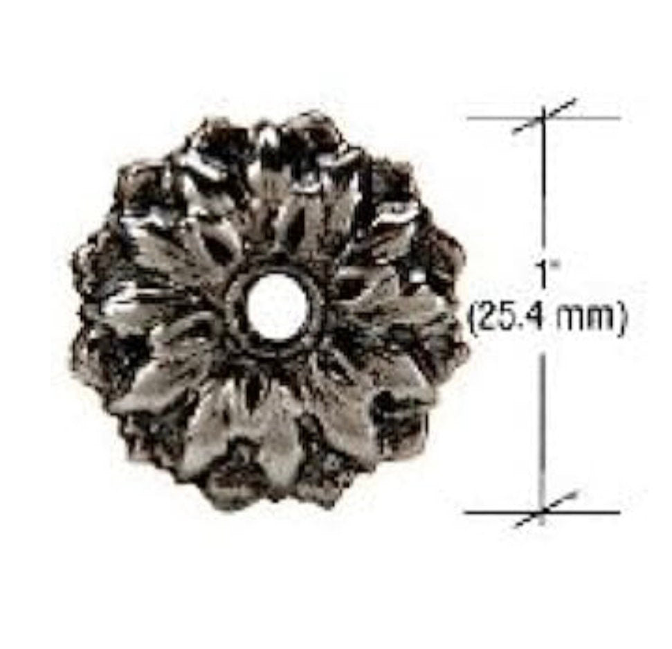1” Antique Silver Floral Rosette (Pack of 25)
