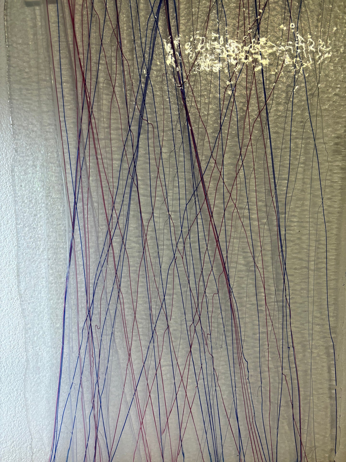 10" x 10" Pink, Blue and White Streamers on Clear - (Bullseye 4181-0000)