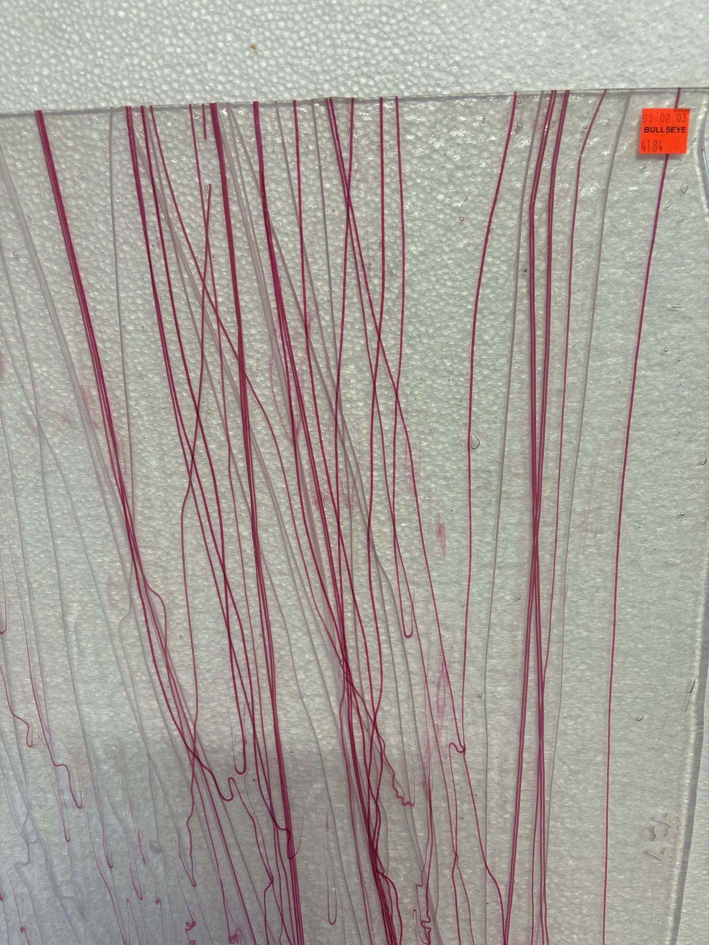 5" x 10" Pink, Cranberry and White Streamer on Clear - (Bullseye 4184-0000)