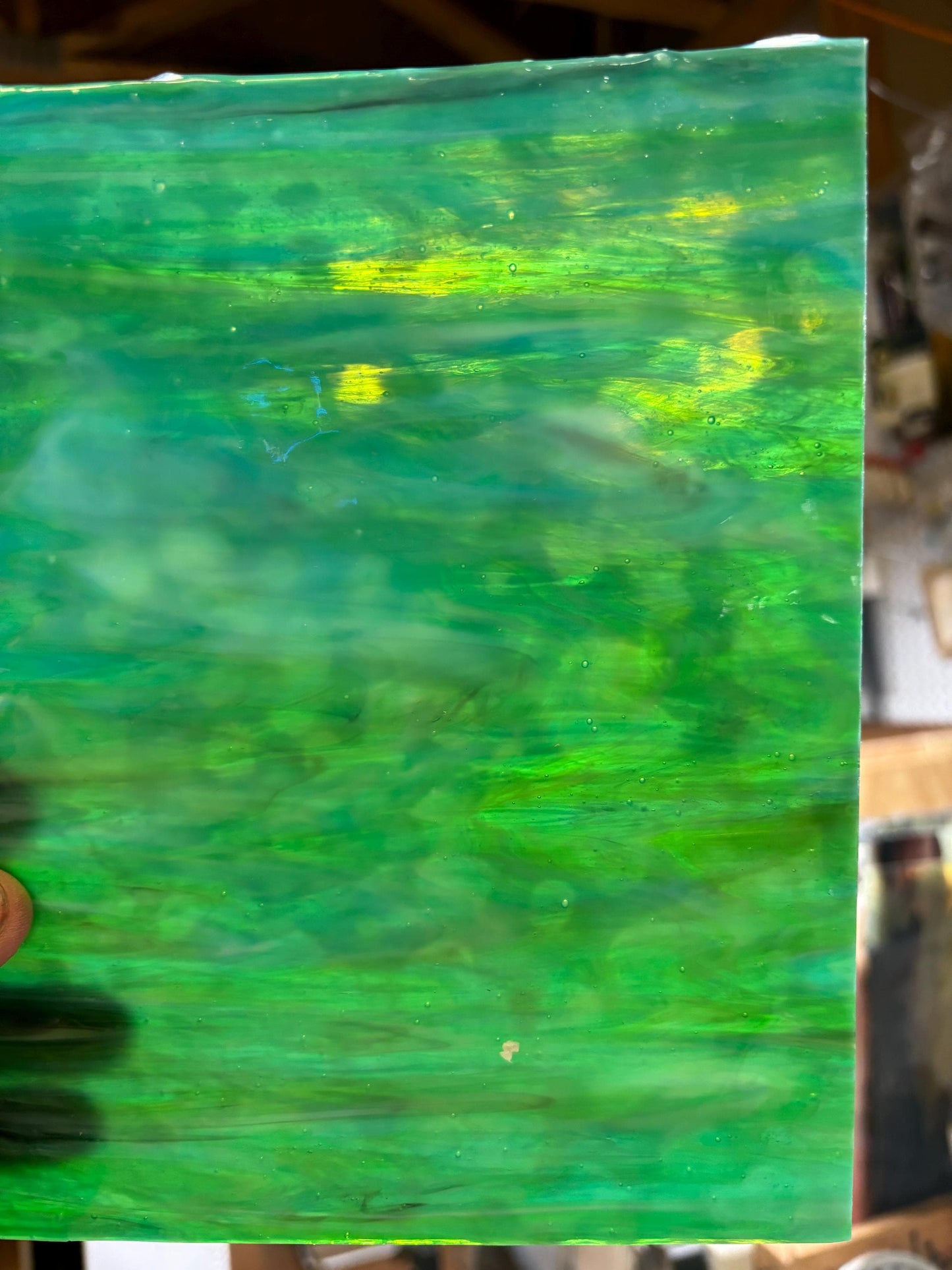 8" x 6" Turquoise, Green, Purple Opal Streaky Mottle (Import 2017 M)