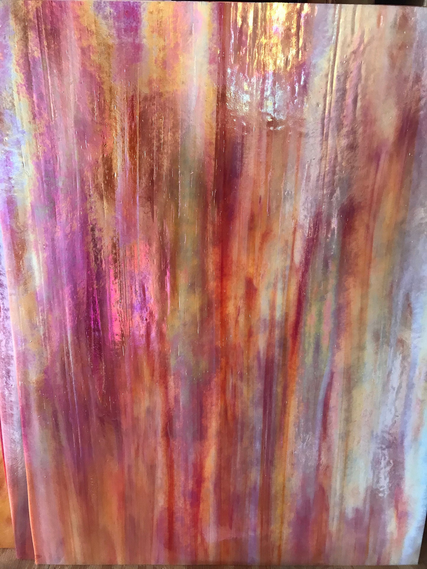 12" x 12" - Orange and White Dense Iridescent (Wissmach 27 DIR)