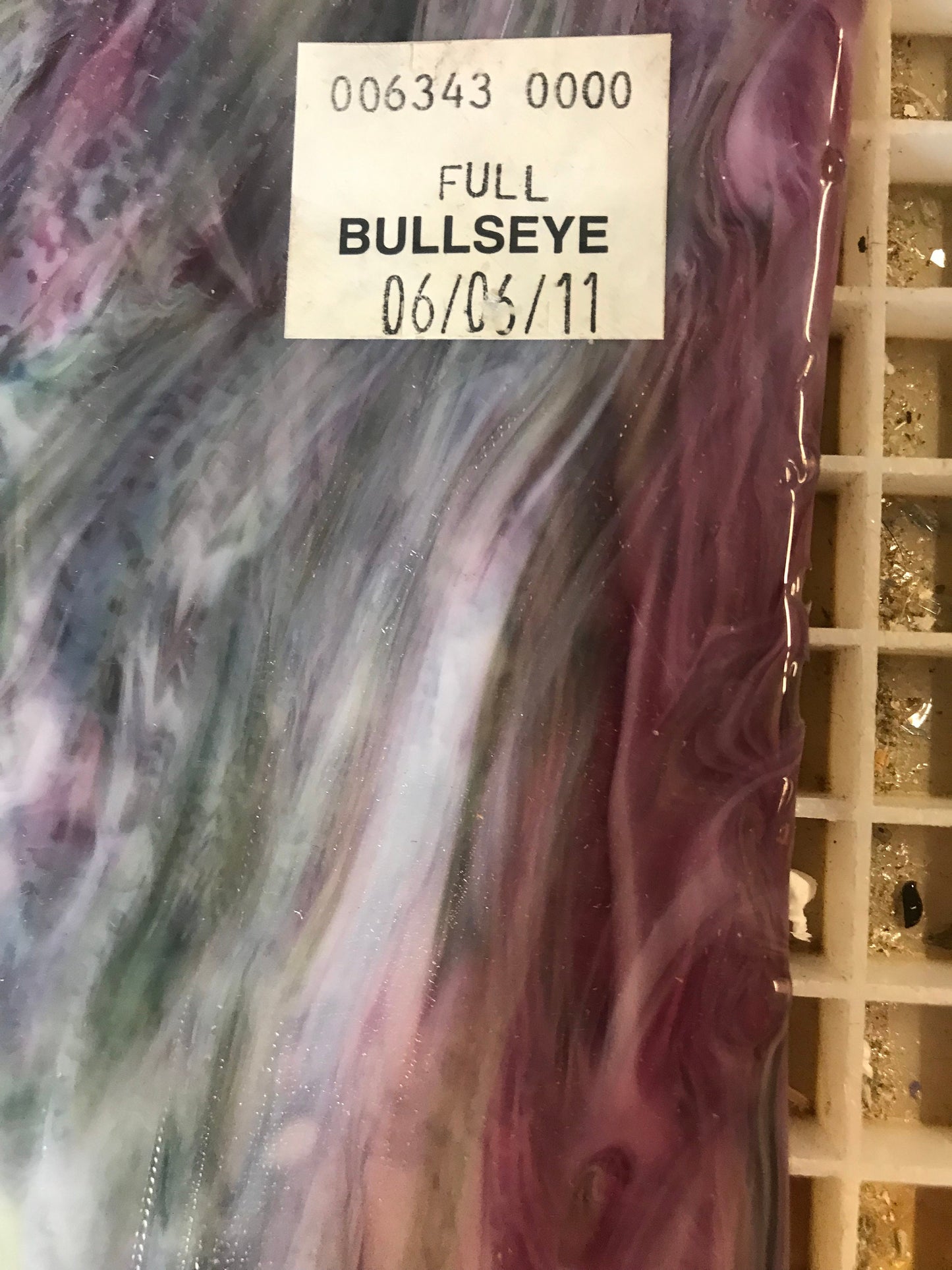 10" x 10" - White, Gold Pink and Green Ring Mottle(B 6343)