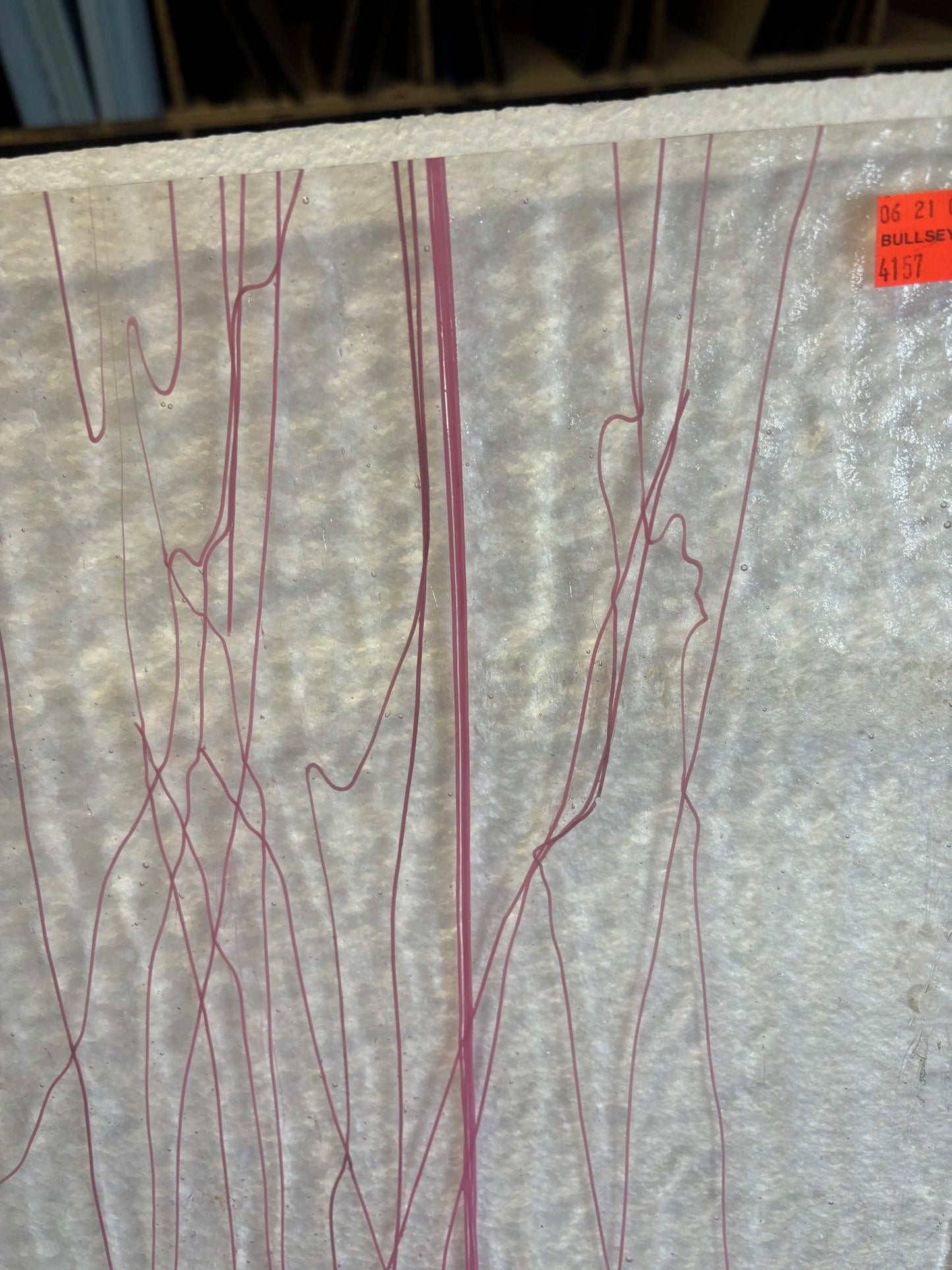 10" x 10" Soft Pink Streamer on Clear - (Bullseye 4157-0000)