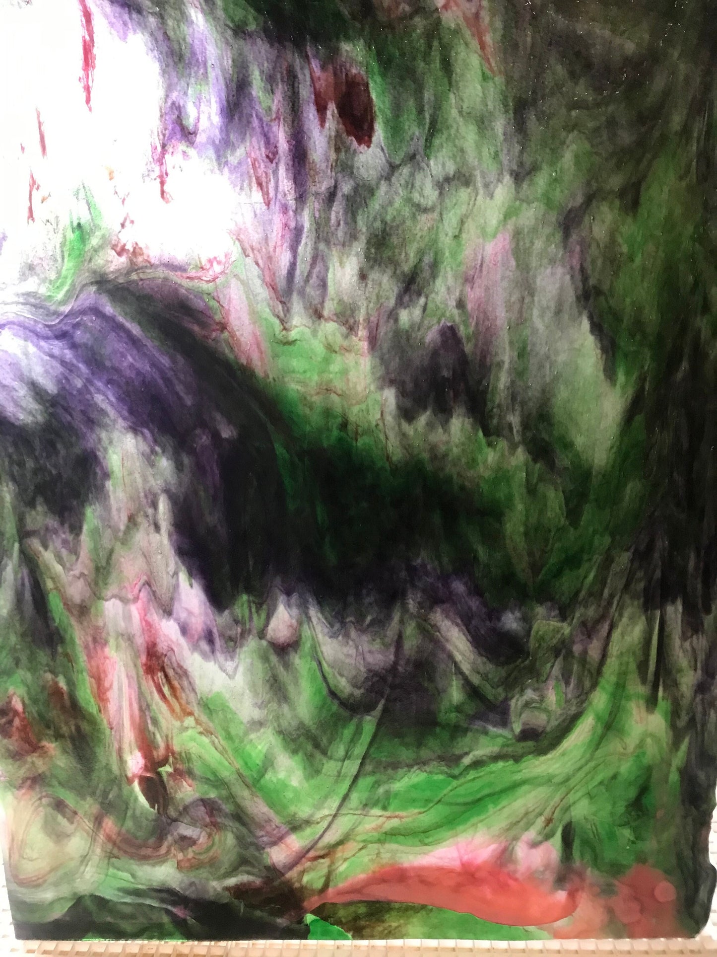 8" x 6" Ice White, Green, Purple and Peach Stipple (Youghiogheny 3457 SP)