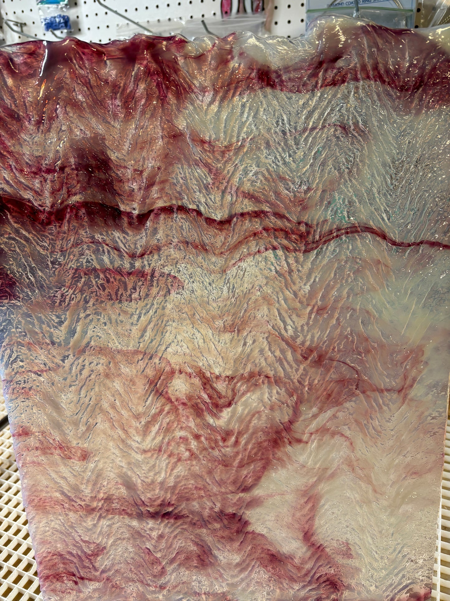 12" x 12" Pink, White and Clear Herringbone (Uro by Youghiogheny 50-29)