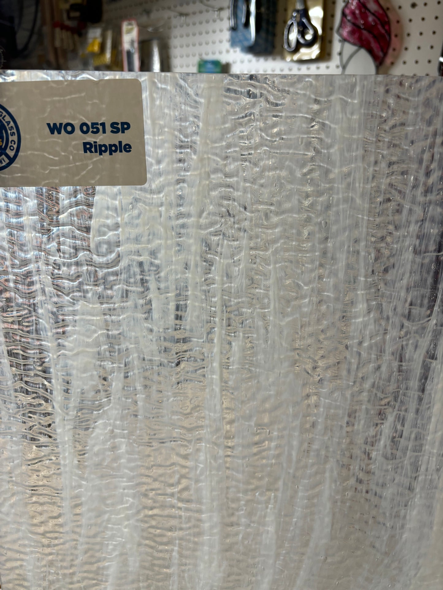 12" x 12" White And Clear Ripple (Wissmach 051 RIP)
