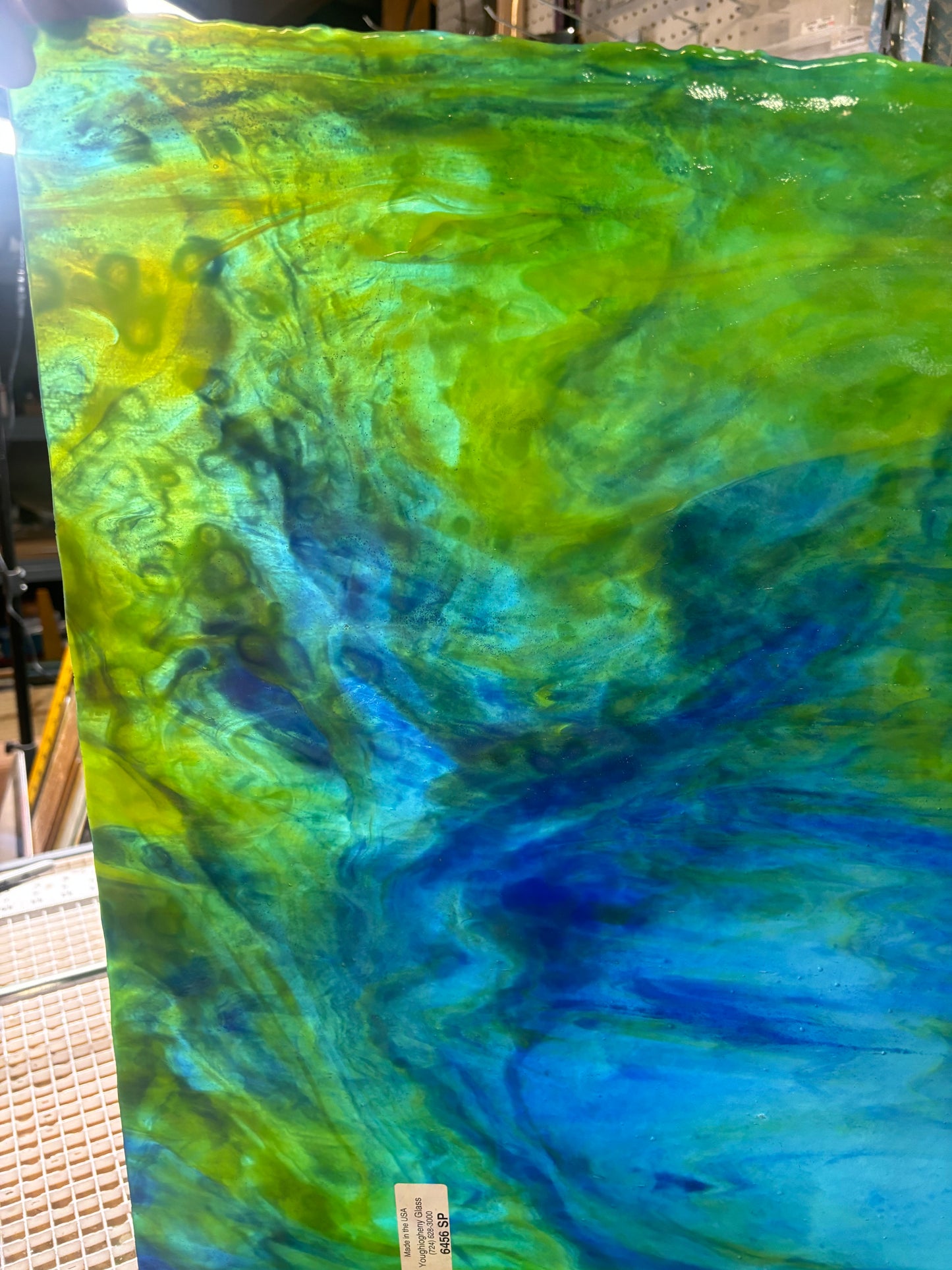 12" x 12" Turquoise, Lime Green and Cobalt Blue Stipple (Youghiogheny 6456 SP)
