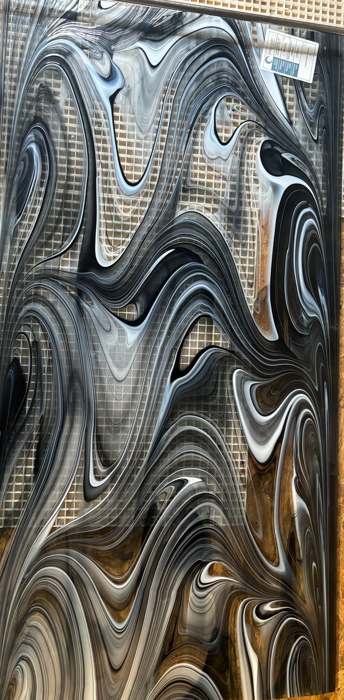 12" x 12" - Oceanside Black/White/Clear Baroque
