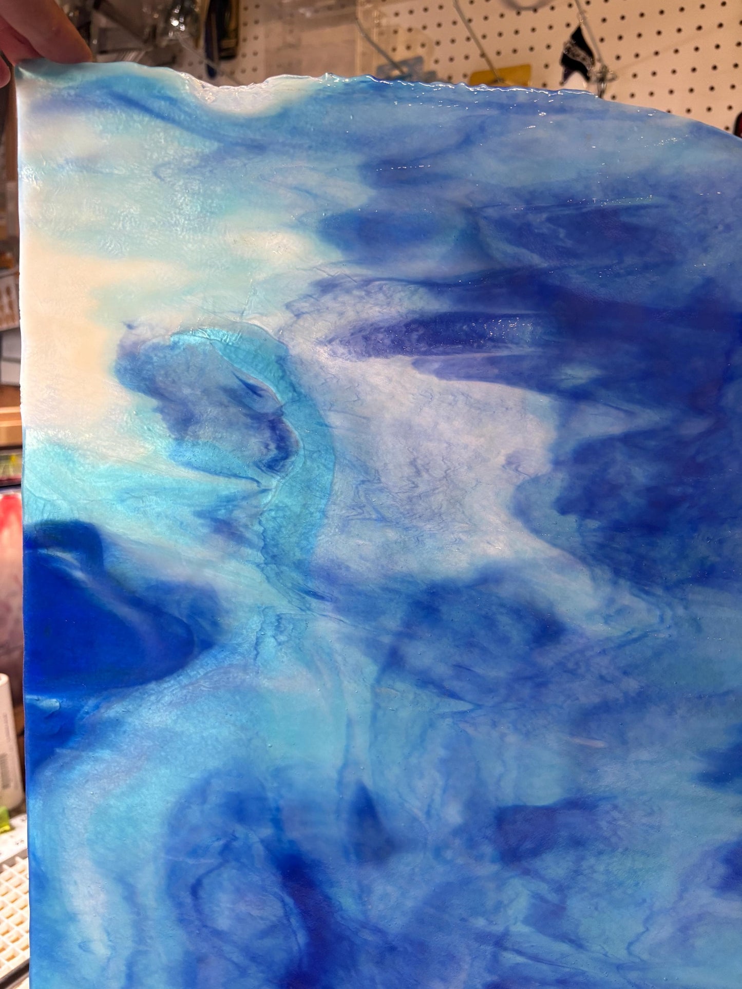 12" x 12" - Turquoise, White and Cobalt Blue Stipple (Youghiogheny 6616 SP)