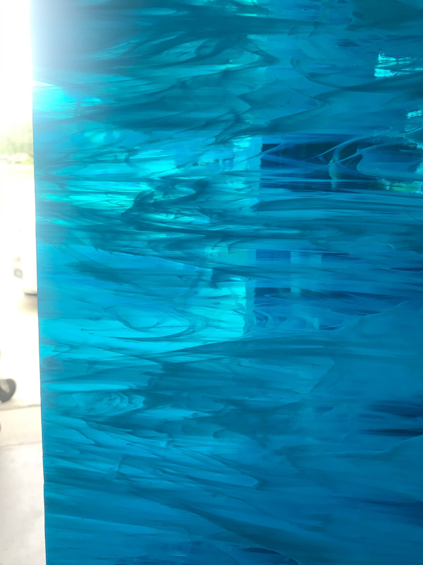 12" x 12" Deep Aqua Blue and White Wispy Fusible (Spectrum 833-93 SF)