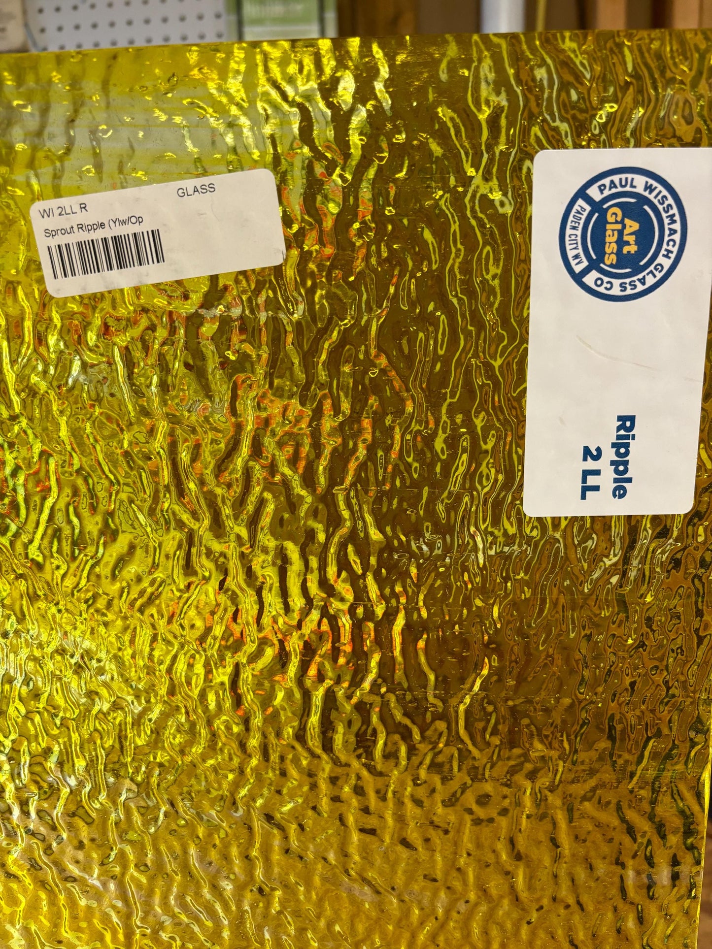 12" x 12" - Yellow, Clear Ripple (Wissmach 2 LL RIP)