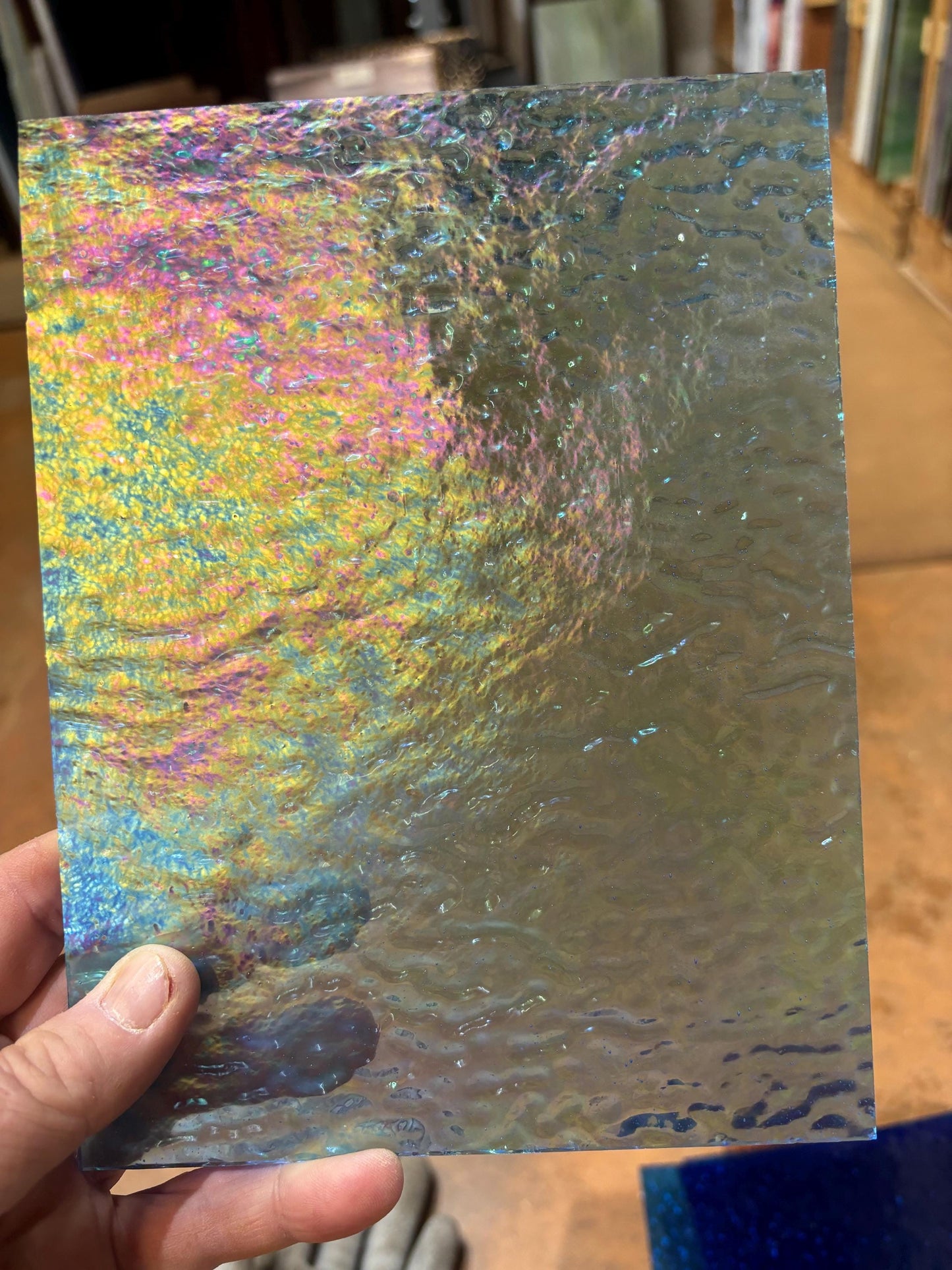8" x 6" - Medium Sky Blue Ripple Iridized (Wissmach 300 RIP I)
