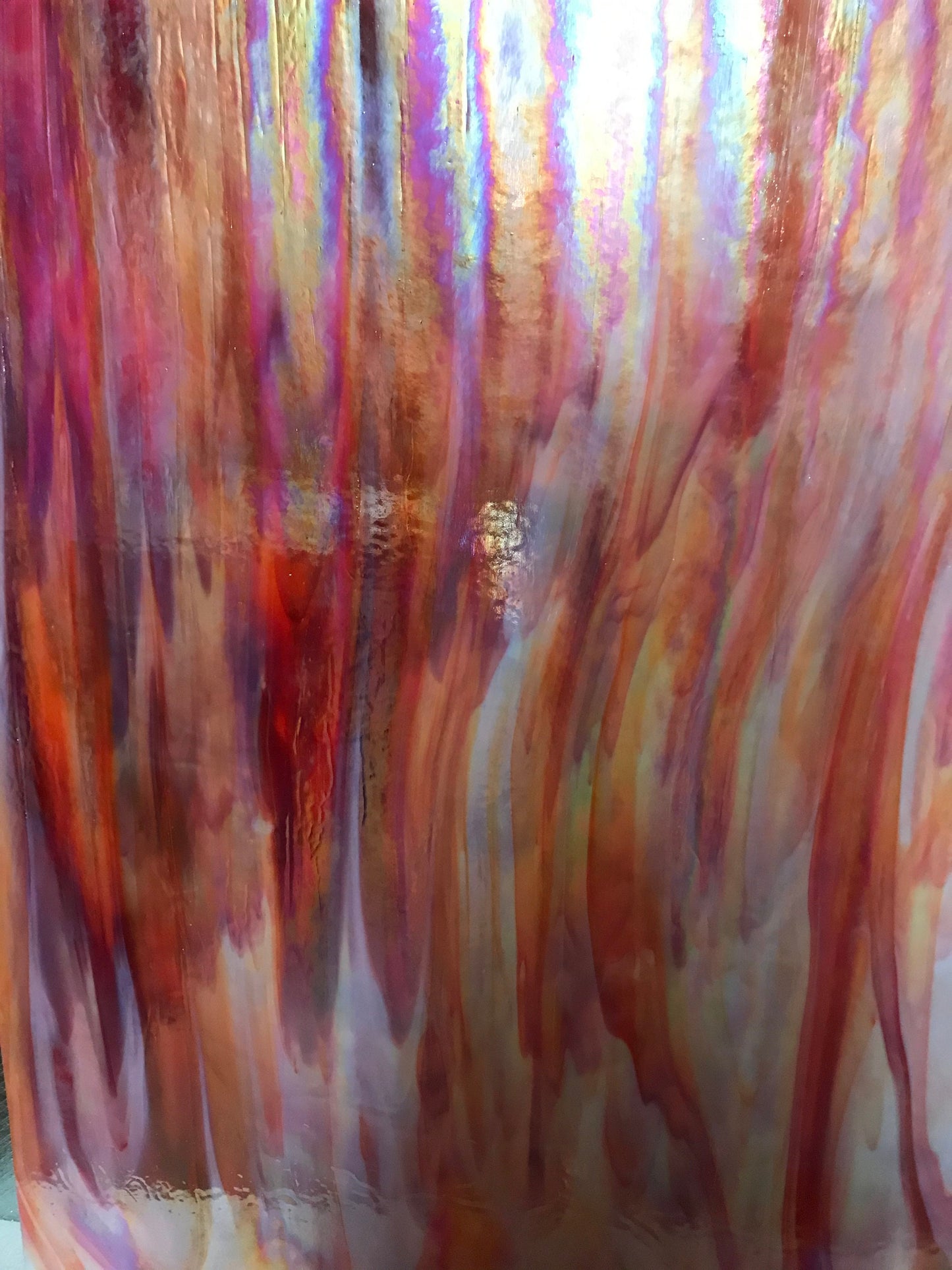 12" x 12" - Orange and White Dense Iridescent (Wissmach 27 DIR)