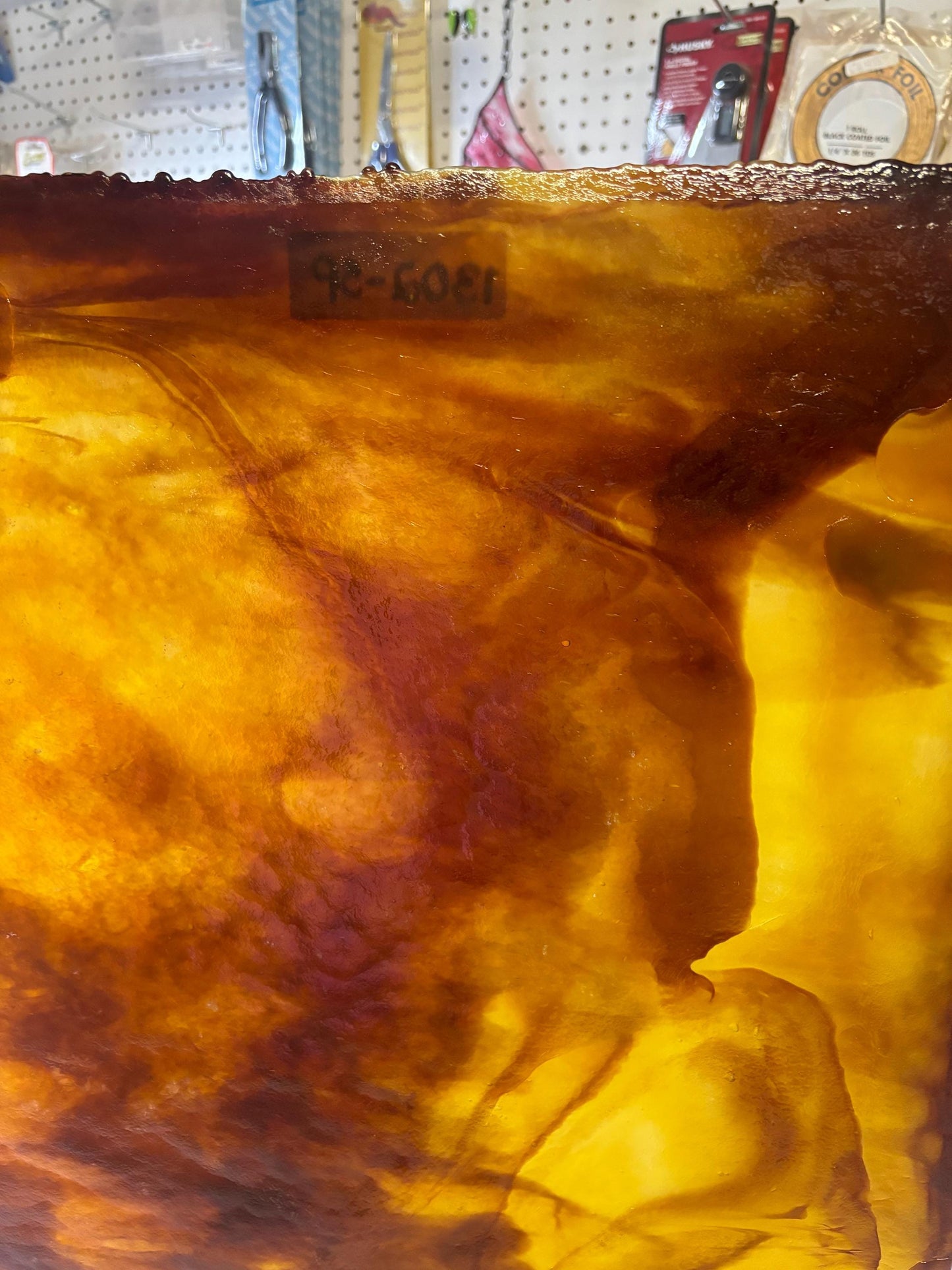 Stained Glass Sheet, 8" x 6" Silver, Amber and Brown Stipple (Youghiogheny 1302 SP)