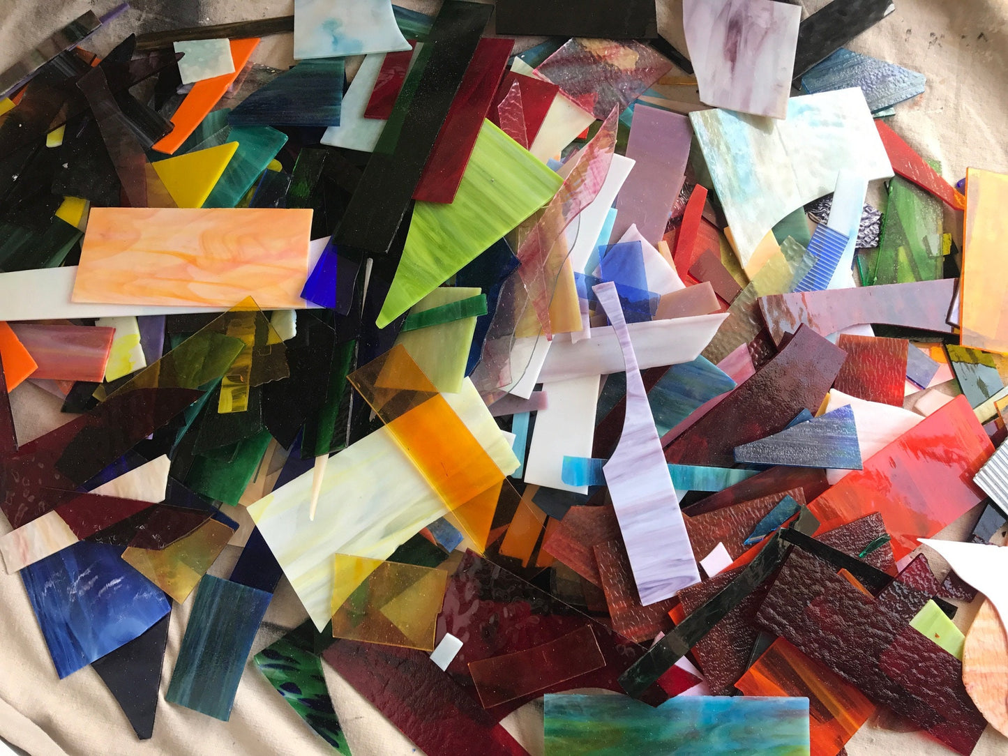 10 lbs stained glass  scraps - Brights 7 *PLEASE READ SHIPPING