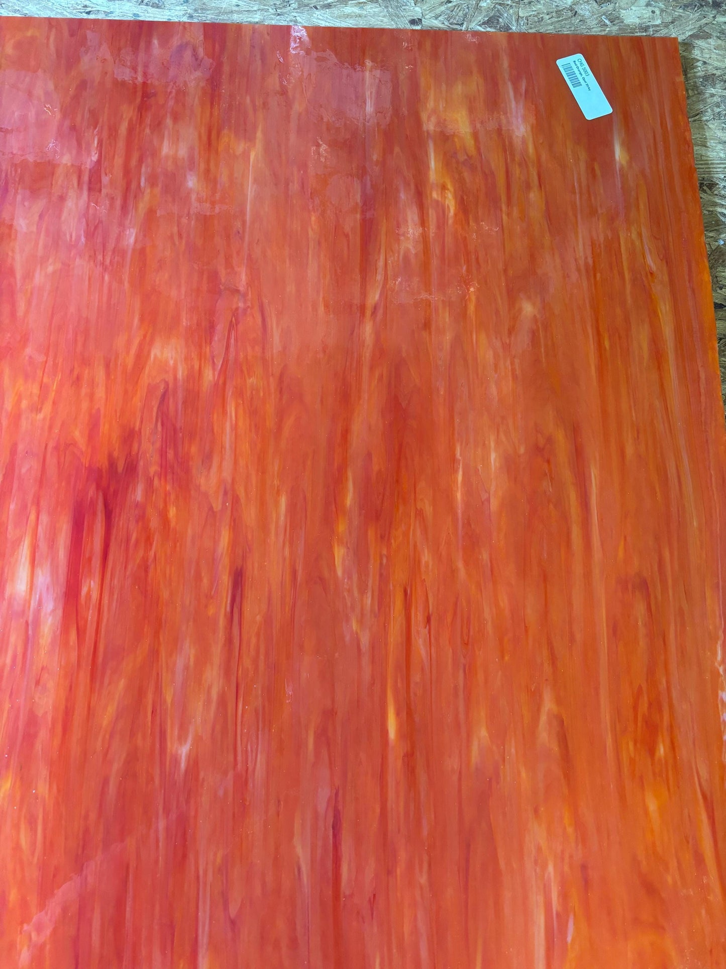 12" x 12"  Red, Orange Opal Streaky (Import 5003)