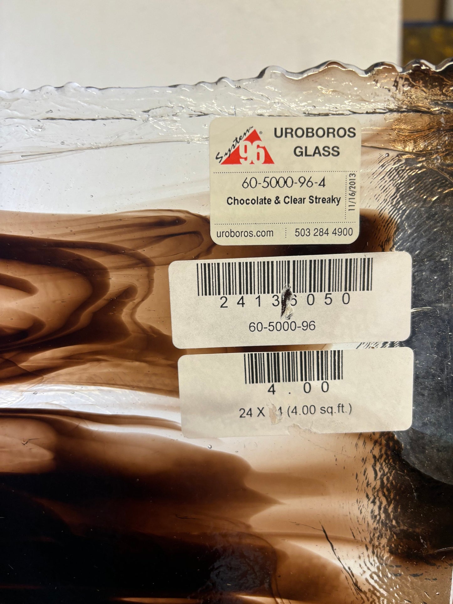 12" x 12" 96 Chocolate and Clear Streaky (Oceanside (Uro) 60-5000-96)