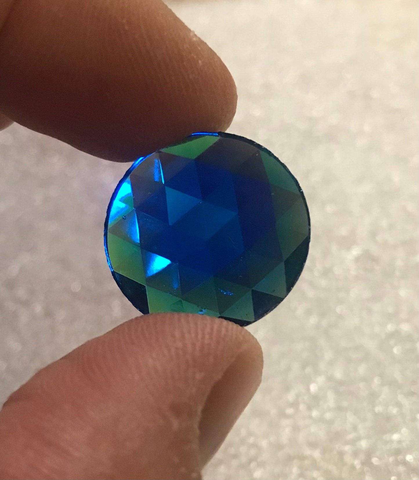 Aqua Blue Iridescent German made jewel - Faceted 20mm