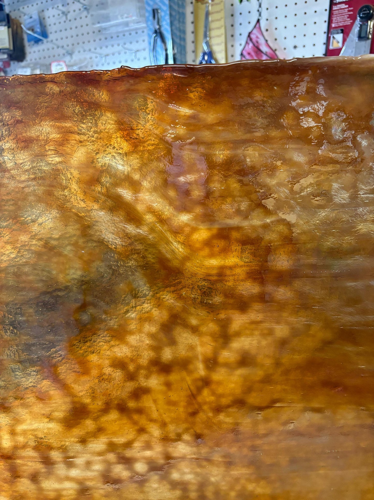 8" x 6" Stained Glass Sheet, Rust Brown, Off White High Strike Iridescent (Youghiogheny 2021 HS I)