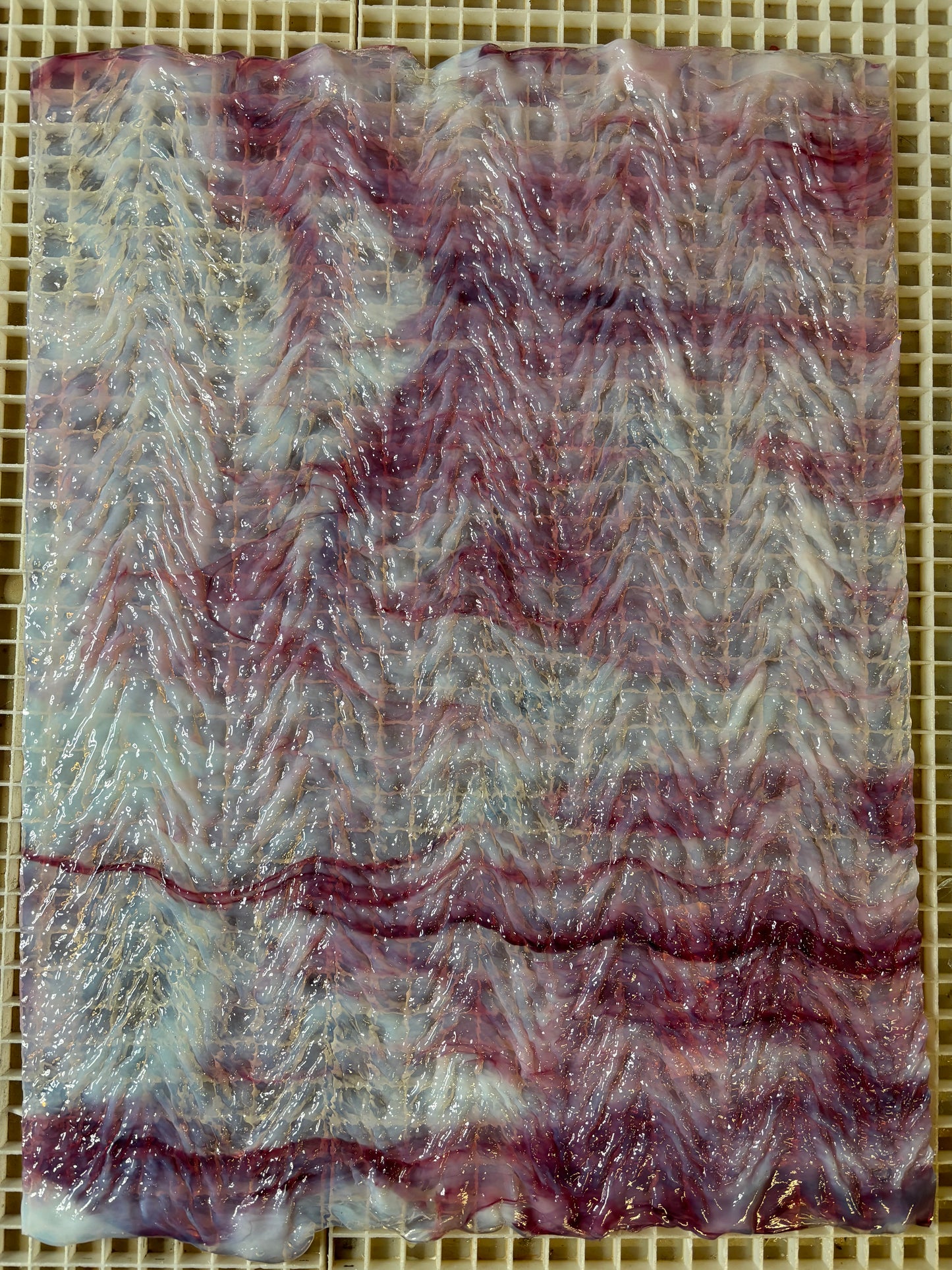 12" x 12"  Pink, White and Clear Herringbone (Uro by Youghiogheny 50-29)