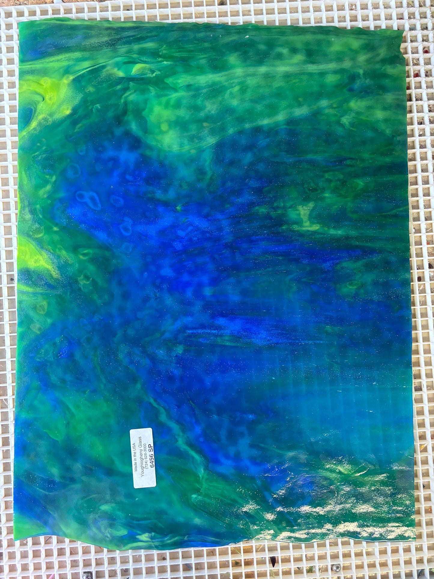 12" x 12"  Turquoise, Lime Green and Cobalt Blue Stipple (Youghiogheny 6456 SP)