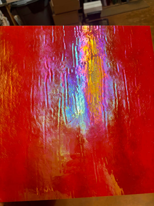 12" x 12"- Orange/Red Opal Luminescent (Wissmach 96-40 Lum)