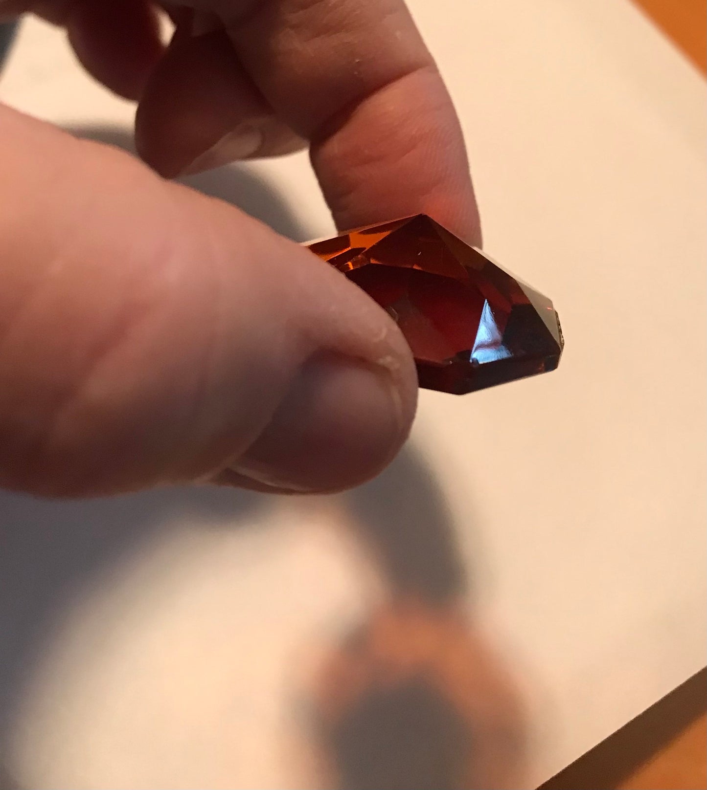 Vintage 20mm Octagon Faceted Amber  Jewel  - Double Hole (Pack of 2)