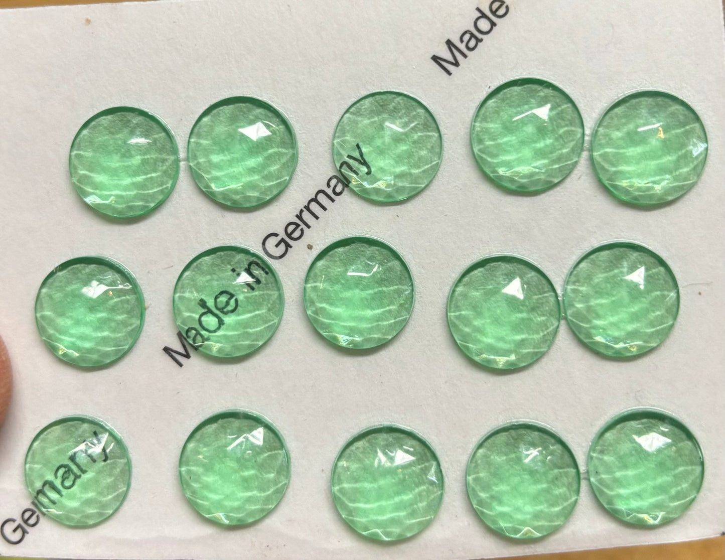 11mm Green Uranium Faceted German made jewel (1 Jewel)