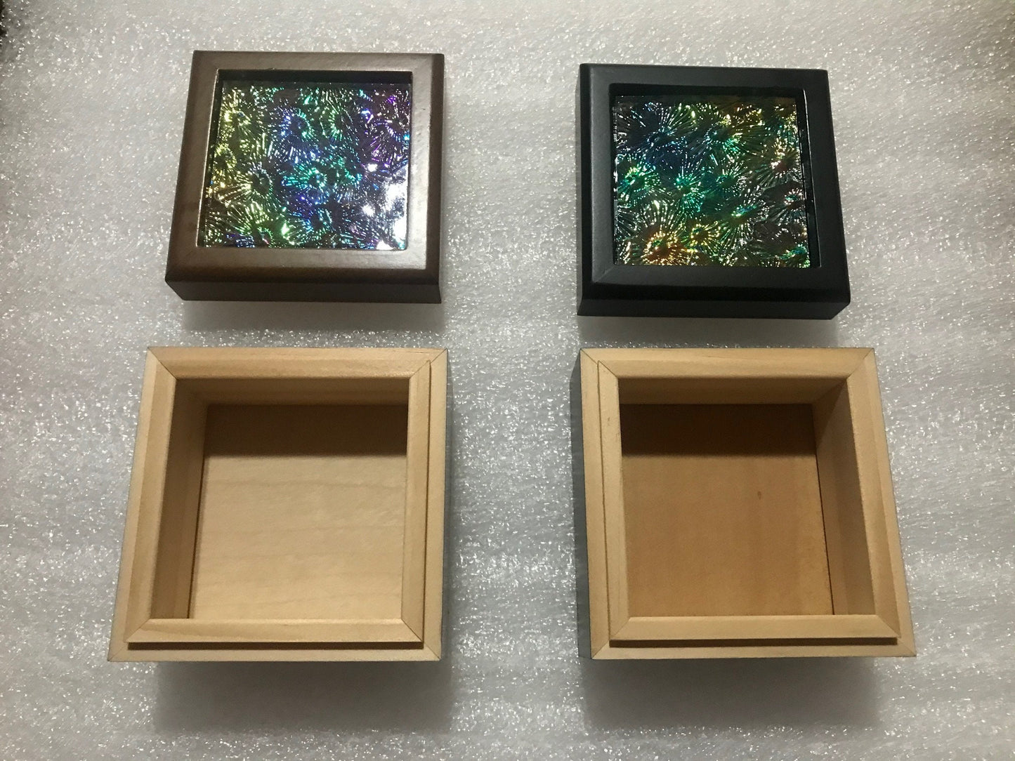 Small wood box with Florentine Dichroic insert - jewelry, keepsakes, specialty box