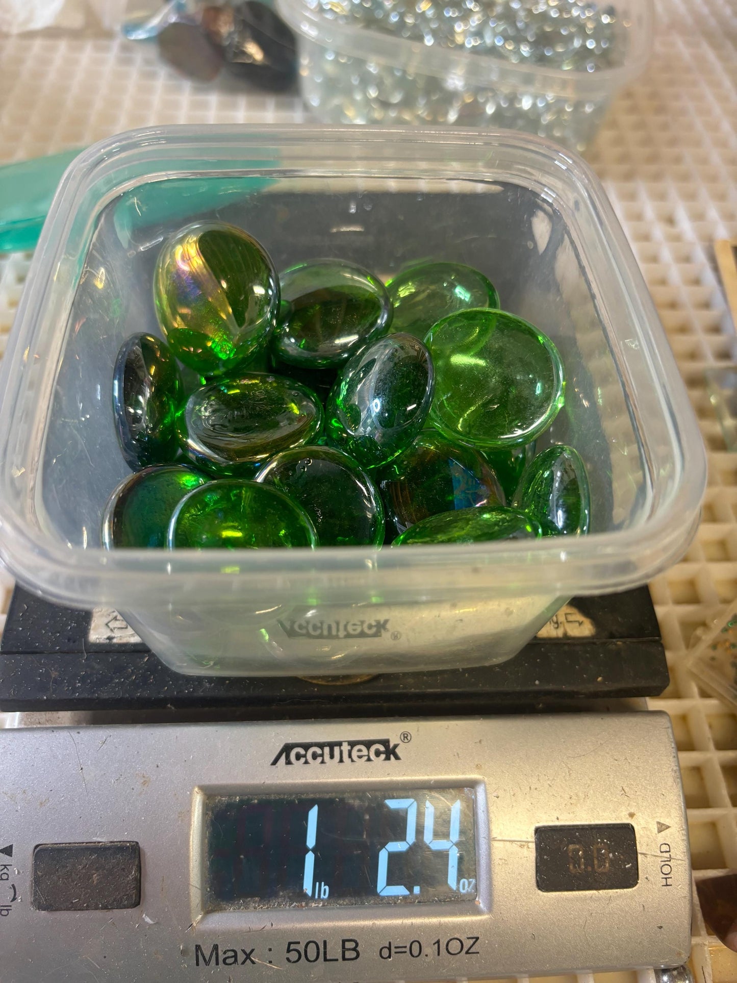 1lb +  Mixed Large Gems (Green Only)